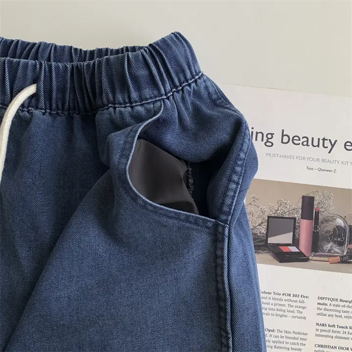 Dark Blue Tencel Wide Leg Pants Large — feature 14