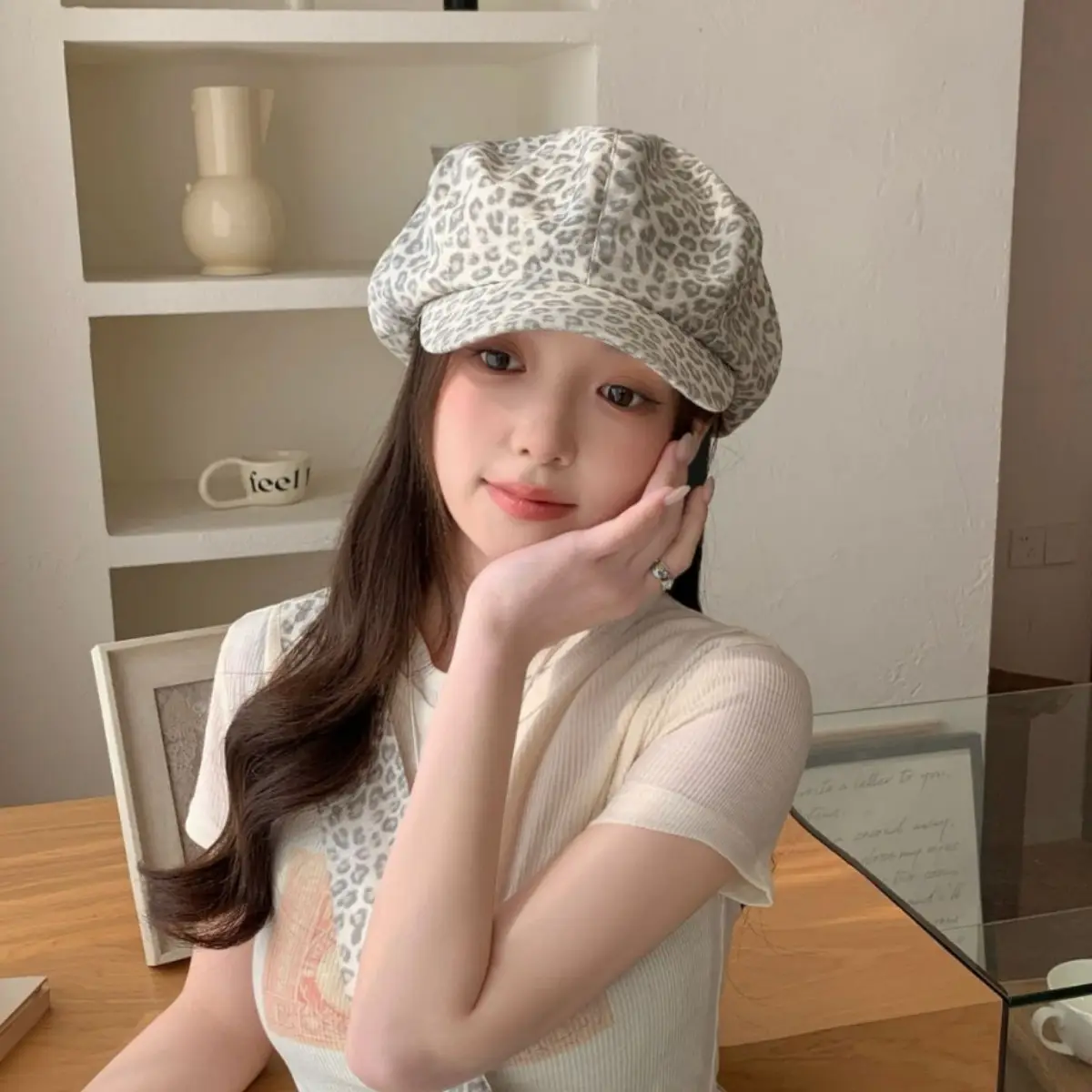Leopard Print Octagonal Cloud Hat for Women - Image 4