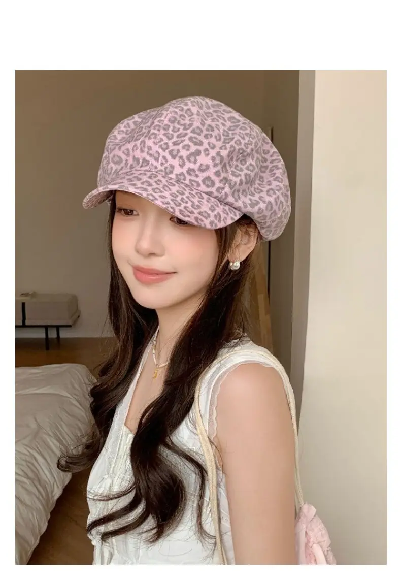 Leopard Print Octagonal Cloud Hat for Women — feature 5