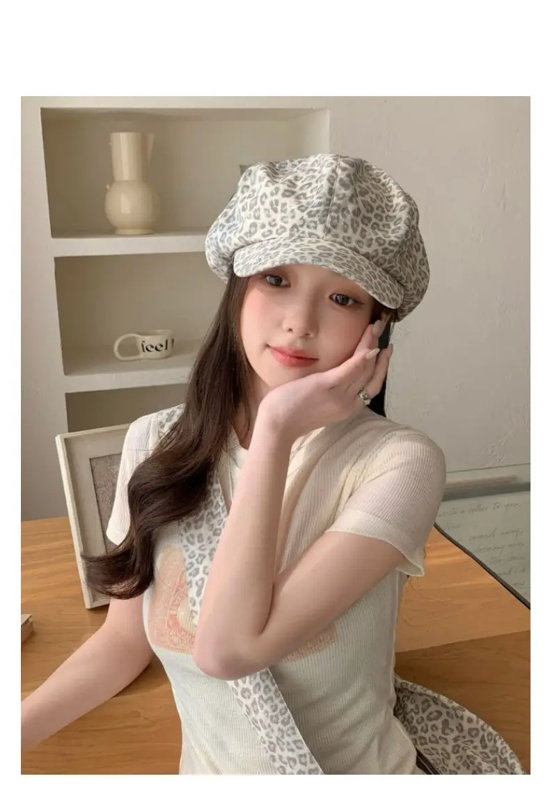 Leopard Print Octagonal Cloud Hat for Women — feature 6