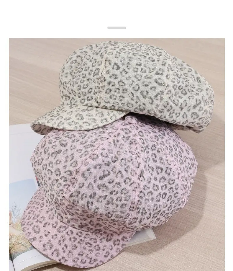 Leopard Print Octagonal Cloud Hat for Women — feature 8