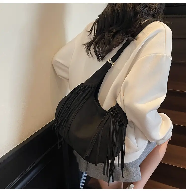 Tan Tassel Shoulder Bag for Women Large Capacity — feature 22