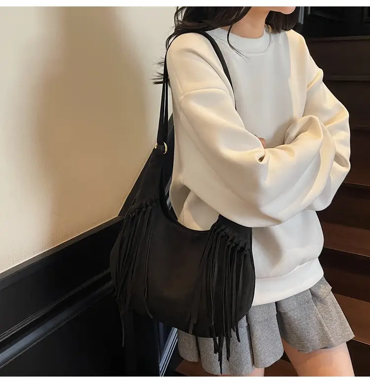 Tan Tassel Shoulder Bag for Women Large Capacity — feature 24