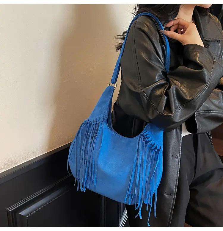 Tan Tassel Shoulder Bag for Women Large Capacity — feature 27