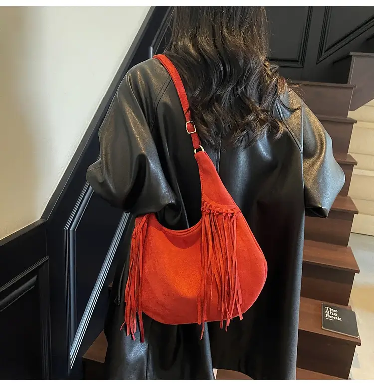Tan Tassel Shoulder Bag for Women Large Capacity — feature 28