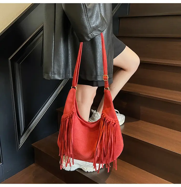 Tan Tassel Shoulder Bag for Women Large Capacity — feature 29