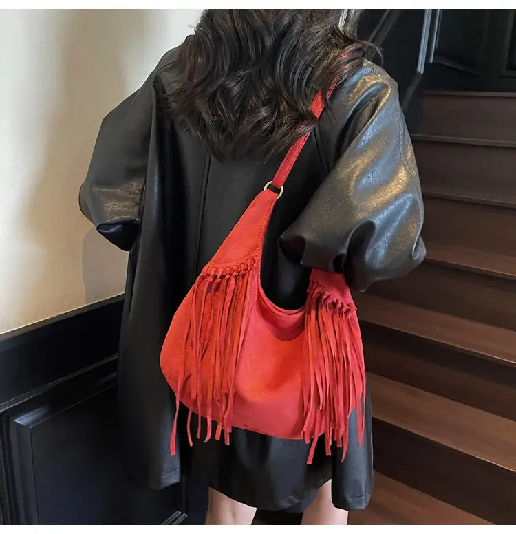 Tan Tassel Shoulder Bag for Women Large Capacity — feature 30