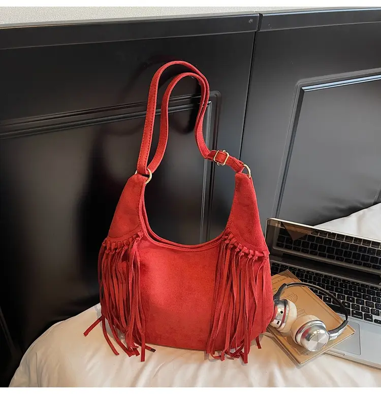 Tan Tassel Shoulder Bag for Women Large Capacity — feature 32