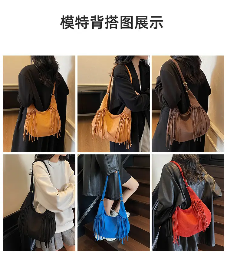 Tan Tassel Shoulder Bag for Women Large Capacity — feature 4