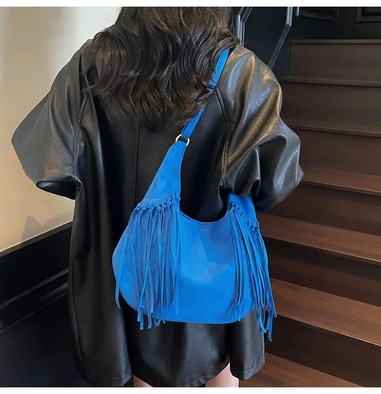 Tan Tassel Shoulder Bag for Women Large Capacity — feature 8