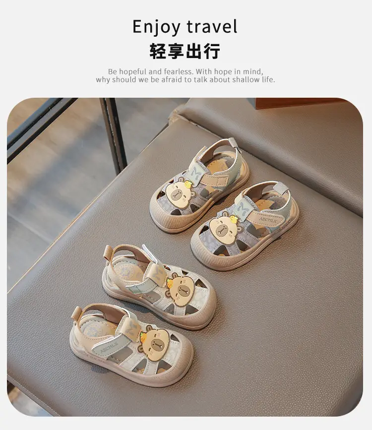 Boys' Closed-Toe Toddler Shoes 2025 Summer Sandals with Soft Non-Slip Bear Design, Korean-Style Baby Toddler Shoes for Girls — feature 1