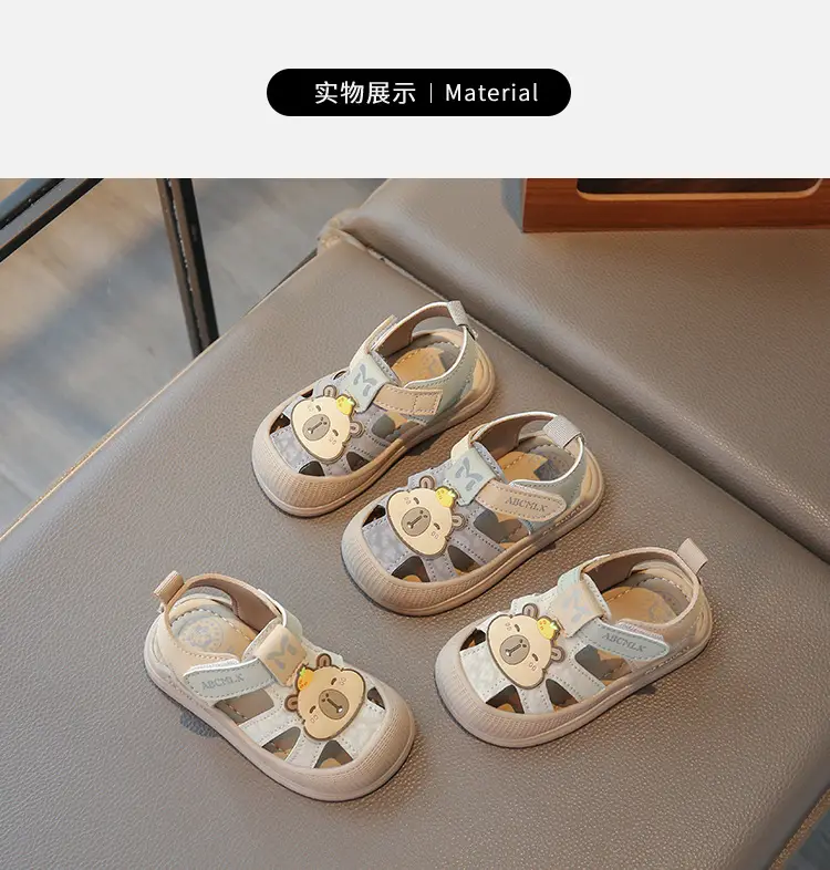 Boys' Closed-Toe Toddler Shoes 2025 Summer Sandals with Soft Non-Slip Bear Design, Korean-Style Baby Toddler Shoes for Girls — feature 5