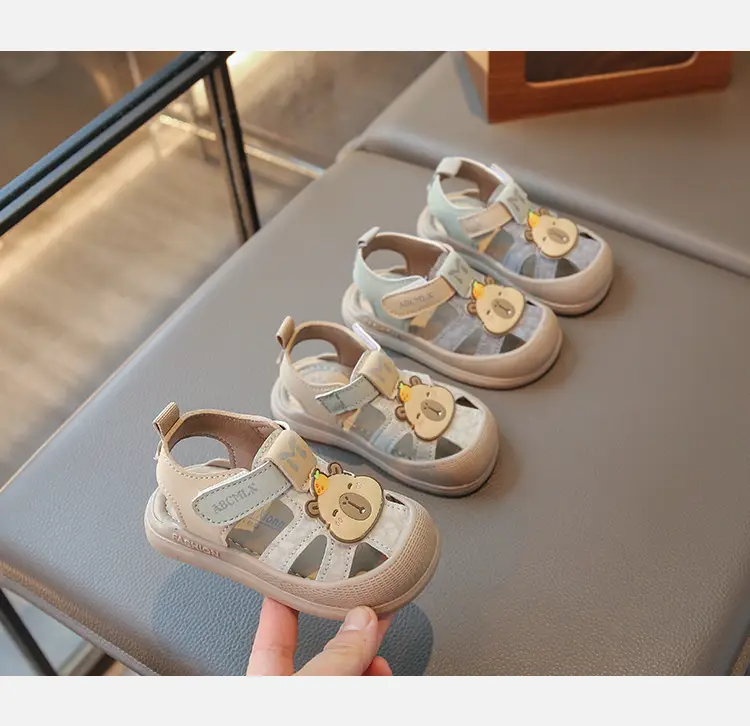 Boys' Closed-Toe Toddler Shoes 2025 Summer Sandals with Soft Non-Slip Bear Design, Korean-Style Baby Toddler Shoes for Girls — feature 6