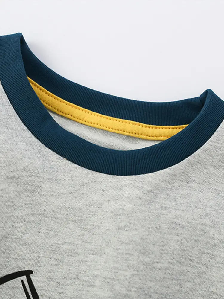 Grey Cross-Border Kids T-Shirt Spring Fall New