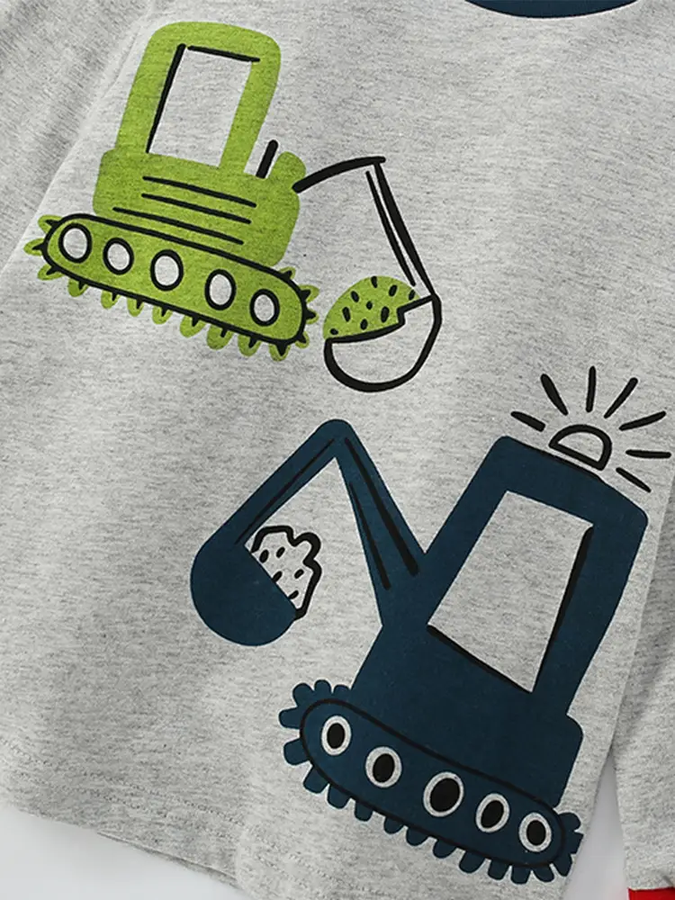 Grey Cross-Border Kids T-Shirt Spring Fall New