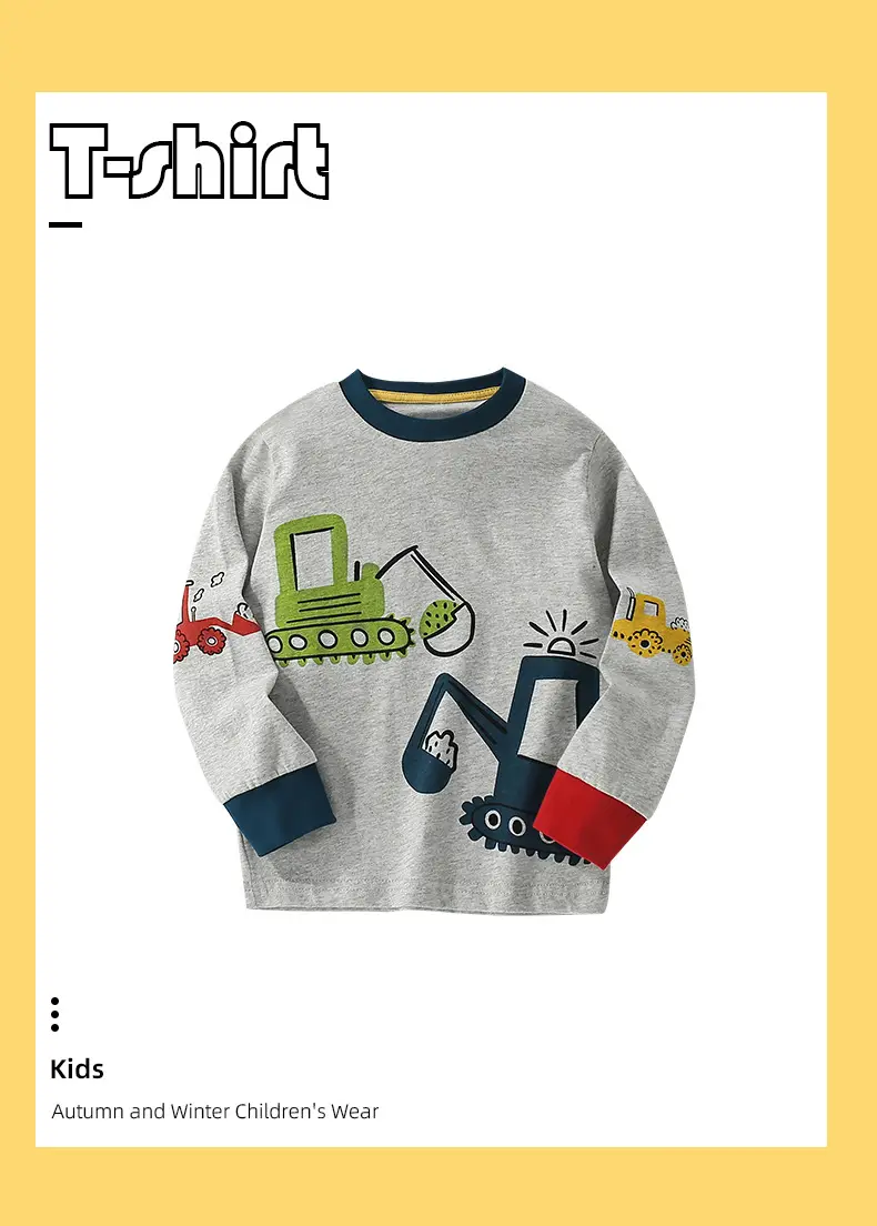 Grey Cross-Border Kids T-Shirt Spring Fall New — feature 8