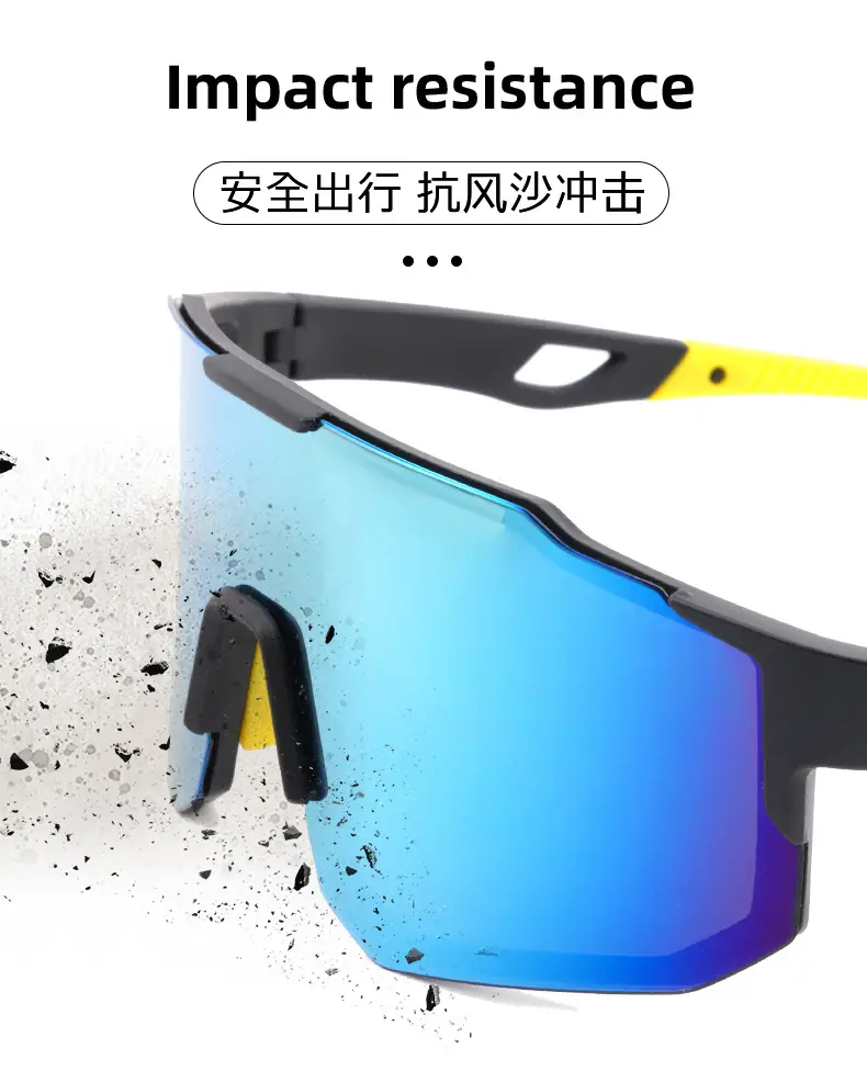 Cross-Border Outdoor Sports Sunglasses Blue Mirror Lensed Large Frame — feature 7