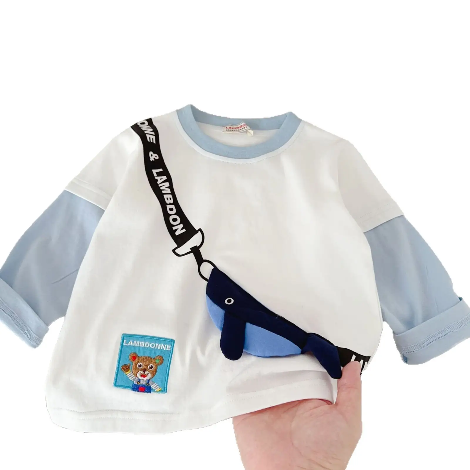 Boys' 2026 Spring T-Shirt Light Blue Long Sleeve Top - Image 7