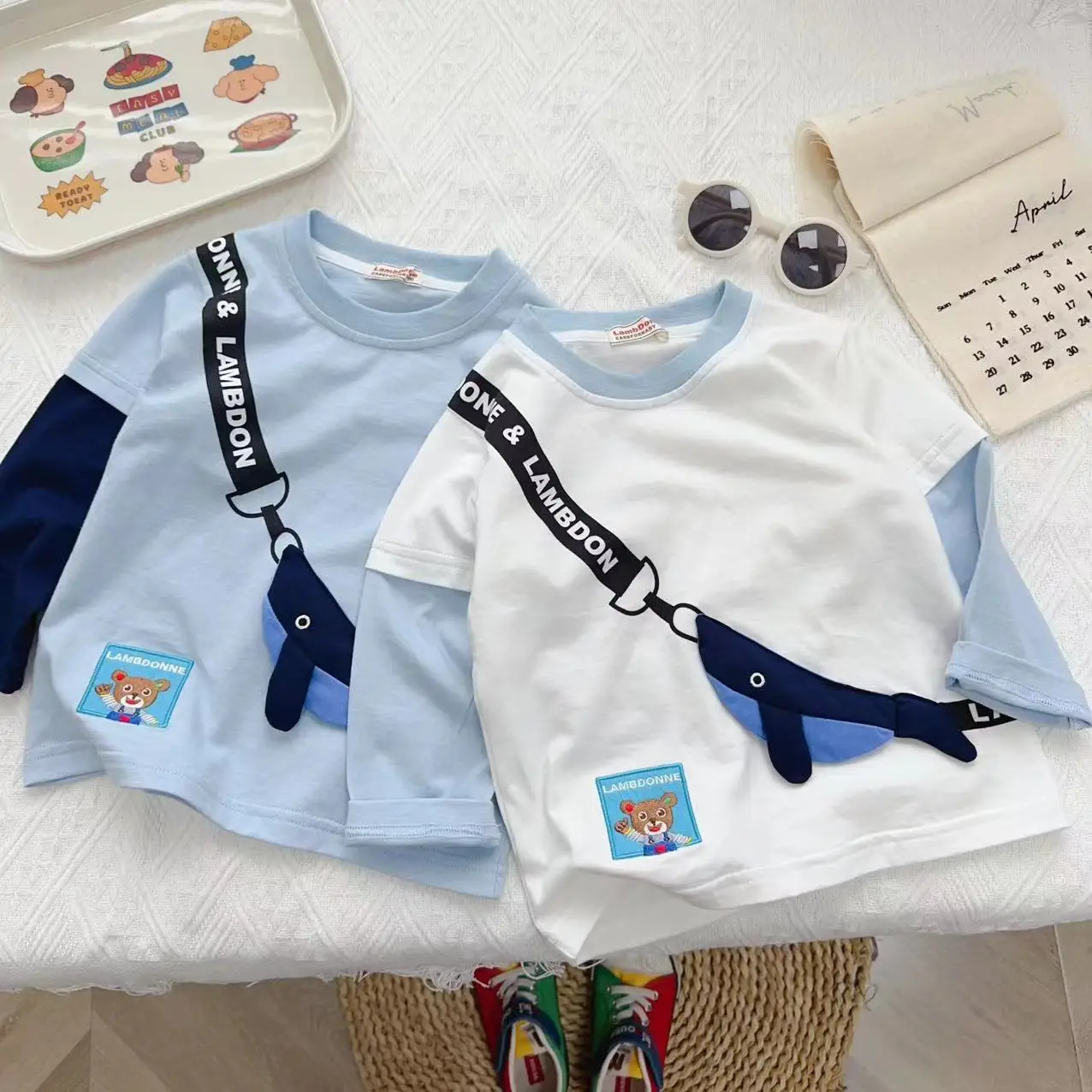 Boys' 2026 Spring T-Shirt Light Blue Long Sleeve Top — feature 15