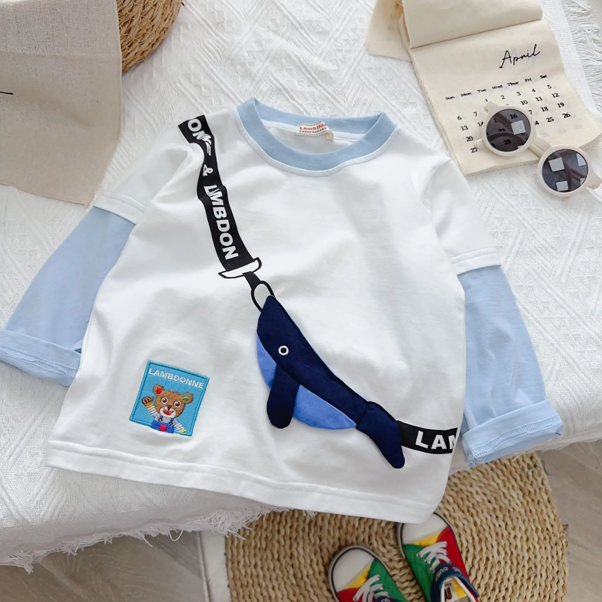 Boys' 2026 Spring T-Shirt Light Blue Long Sleeve Top — feature 17