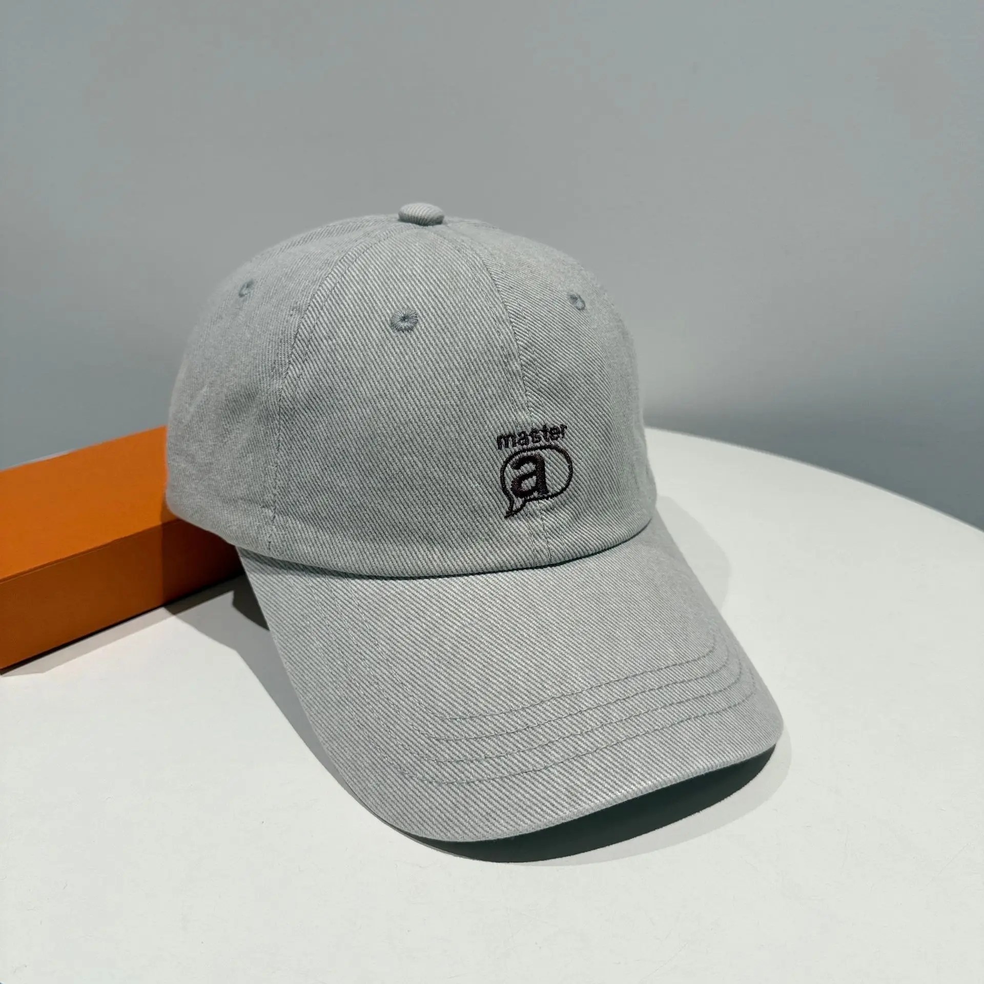 Minimalist Letter Embroidery Duckbill Cap Blue Unisex - Image 7