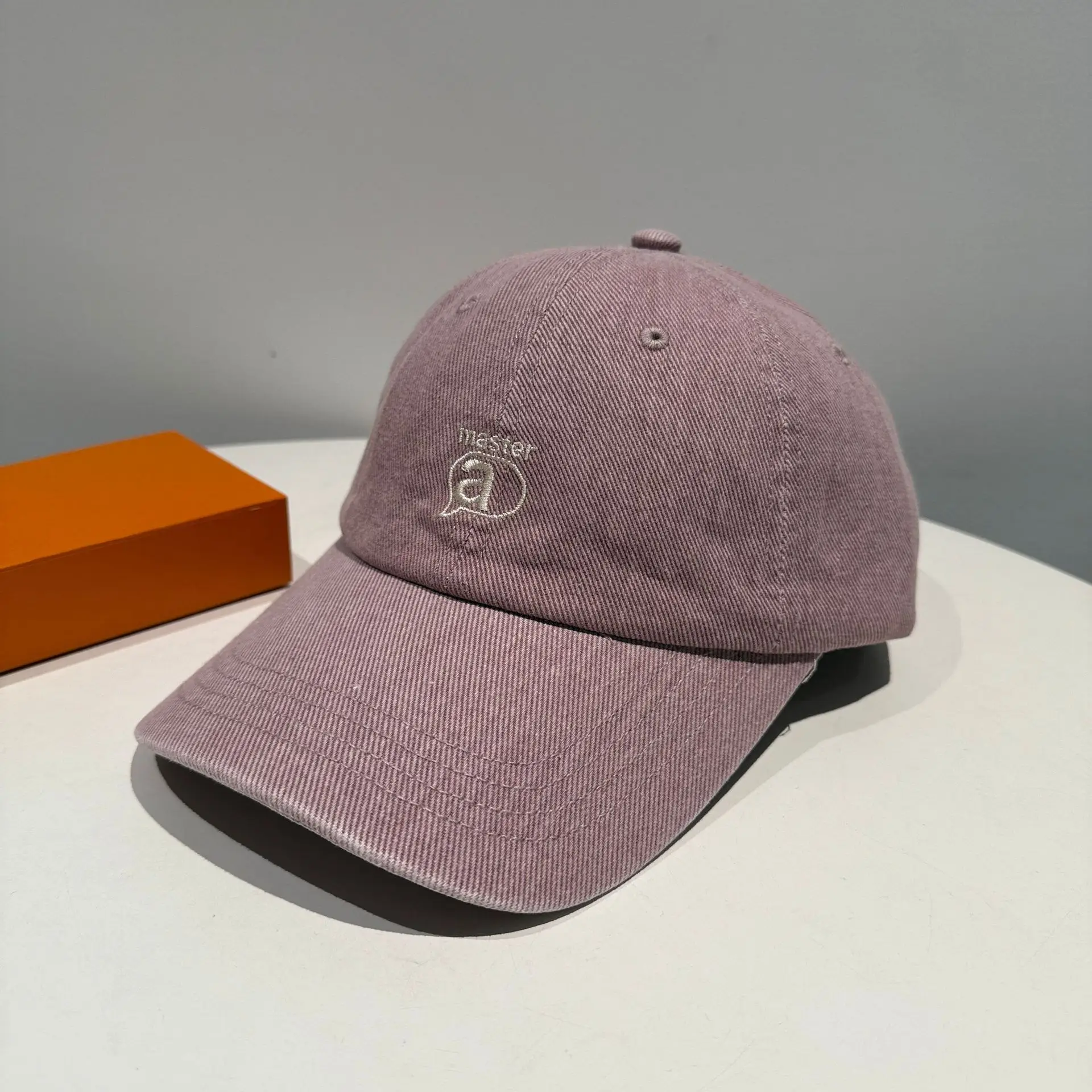 Minimalist Letter Embroidery Duckbill Cap Blue Unisex - Image 5