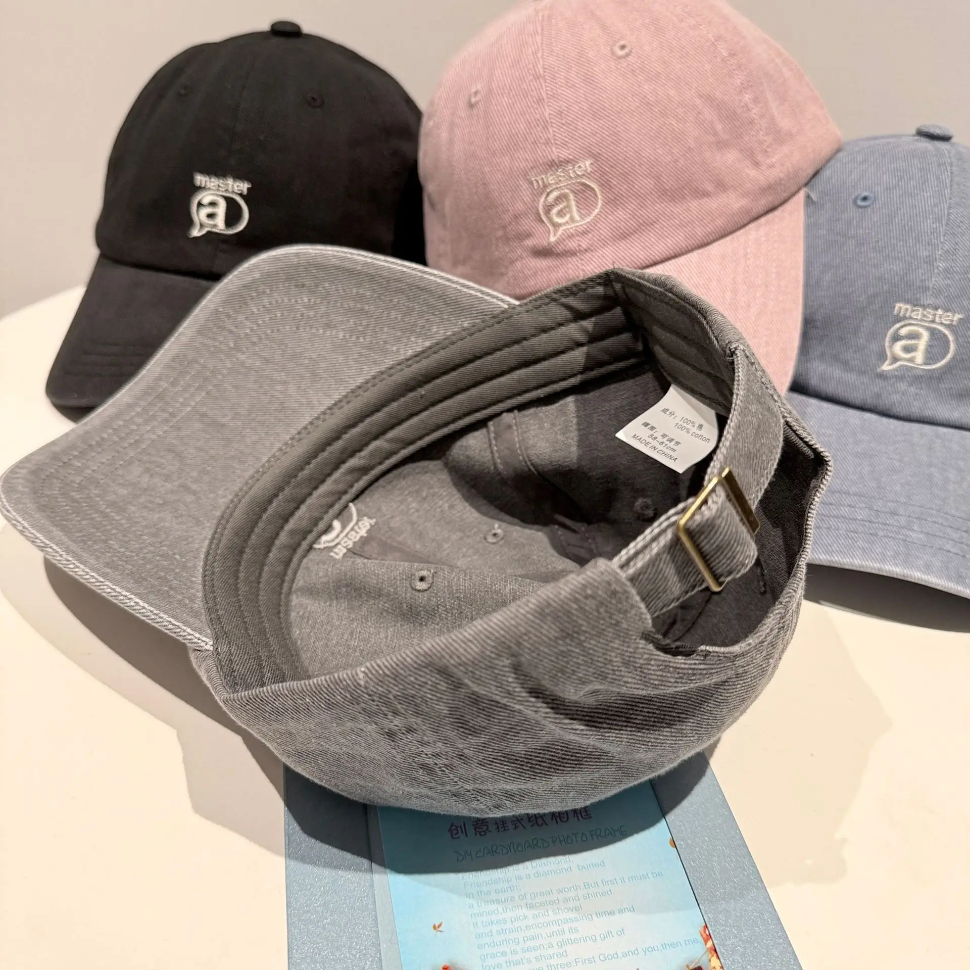 Minimalist Letter Embroidery Duckbill Cap Blue Unisex — feature 2