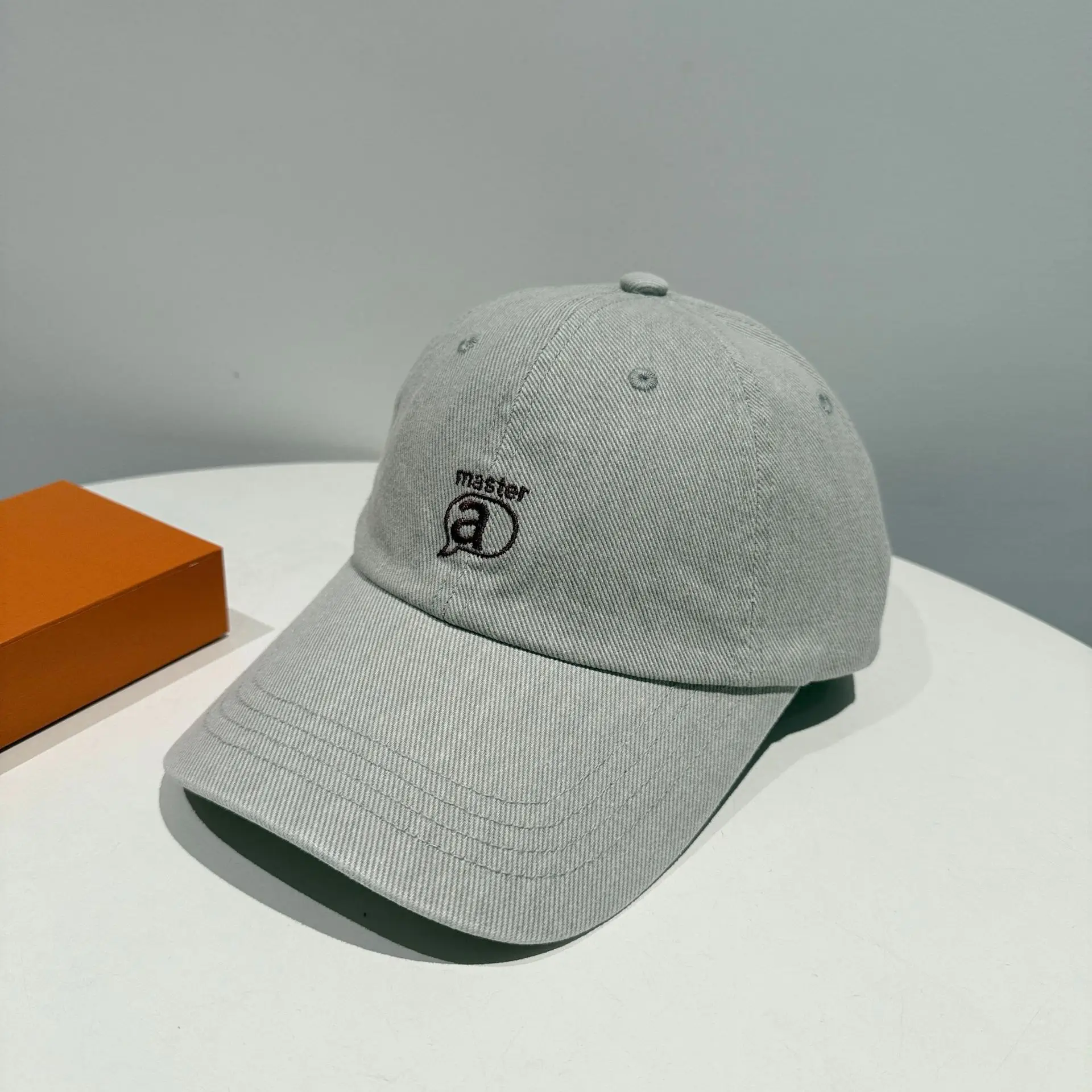 Minimalist Letter Embroidery Duckbill Cap Blue Unisex - Image 2