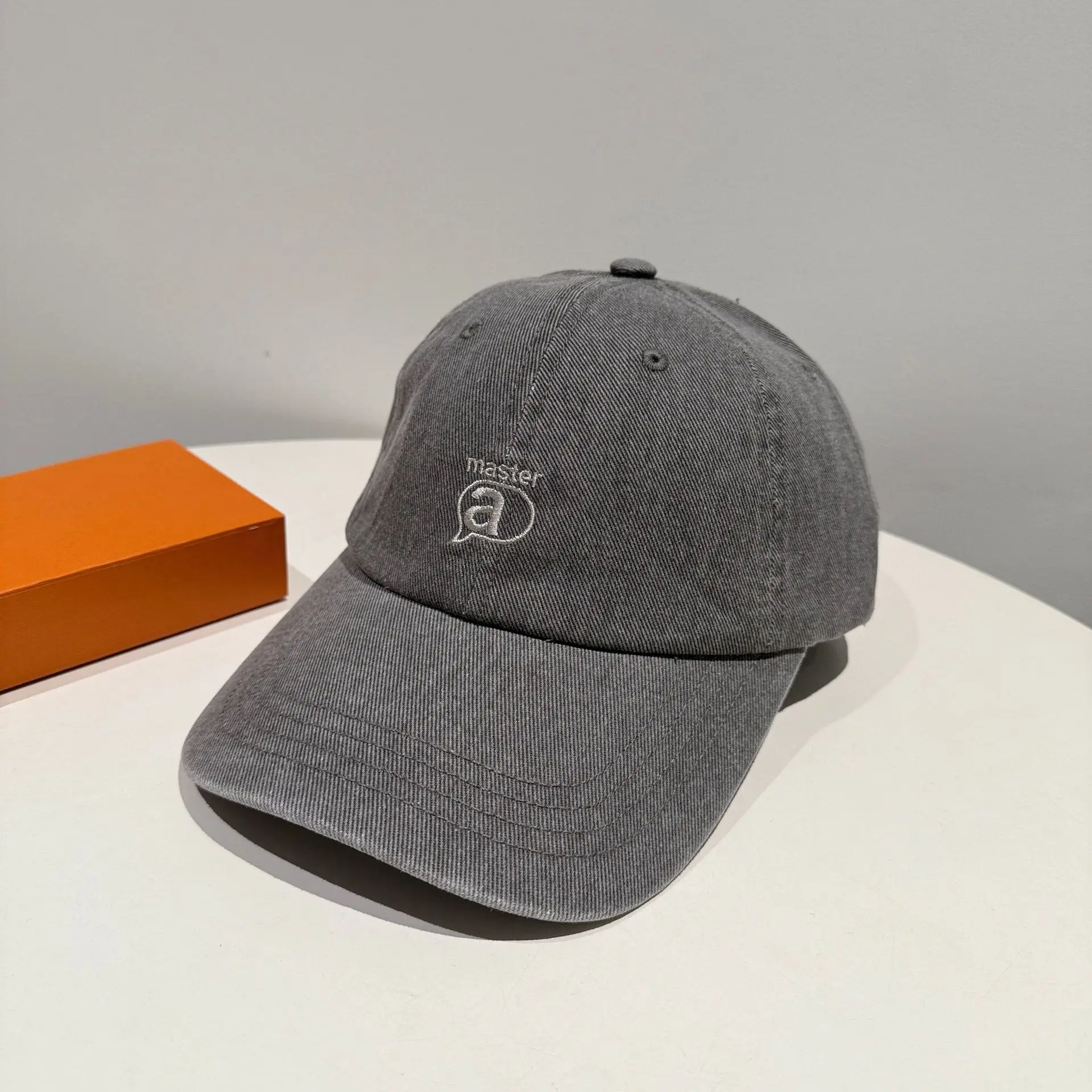 Minimalist Letter Embroidery Duckbill Cap Blue Unisex - Image 3