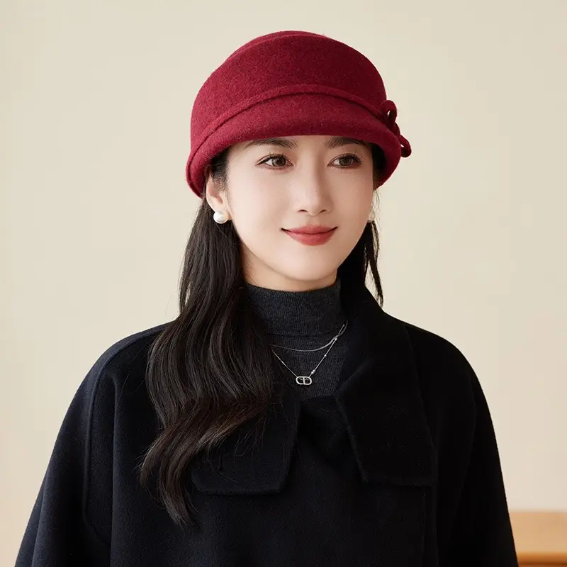 Women Wool Baseball Cap Light Luxury Winter Mom Hat — feature 8