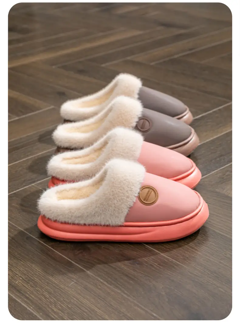 Down Fabric Plush Slippers with a Stepping-On-Clouds Feel for Postpartum Women, Autumn and Winter Indoor Home Warm Thick-Soled Couple Cotton Slippers — feature 15