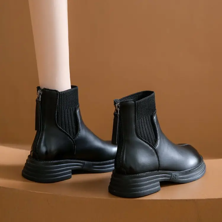 Women Chelsea Ankle Boots Black Zipper Thick Sole 2025 - Image 3
