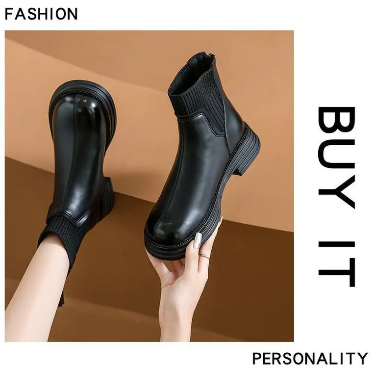 Women Chelsea Ankle Boots Black Zipper Thick Sole 2025 — feature 11