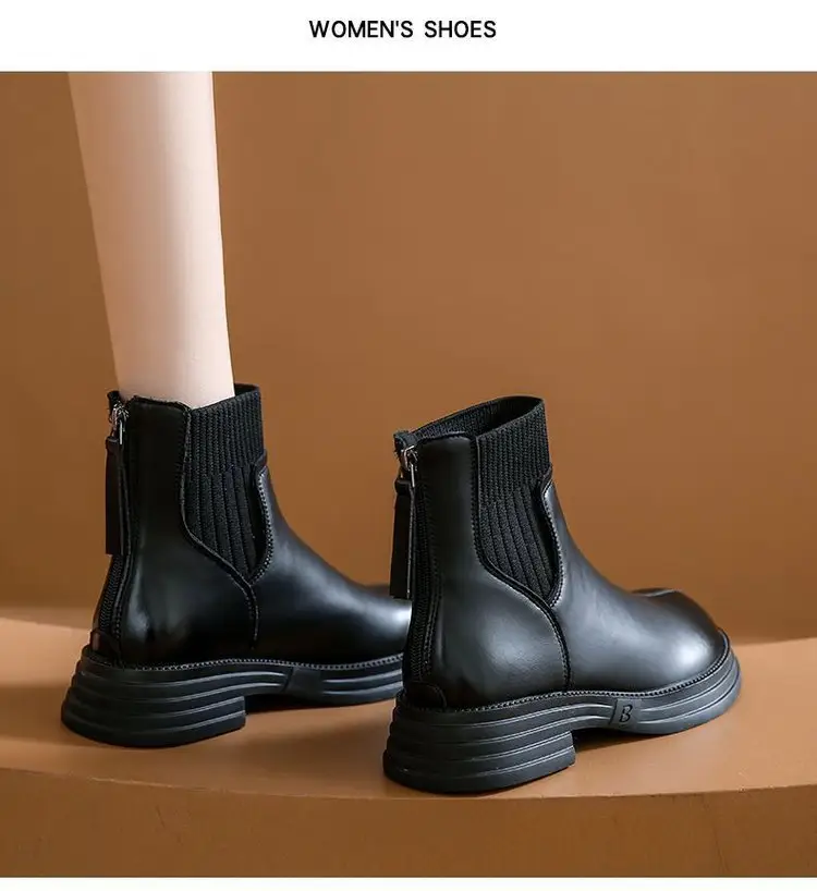 Women Chelsea Ankle Boots Black Zipper Thick Sole 2025 — feature 13