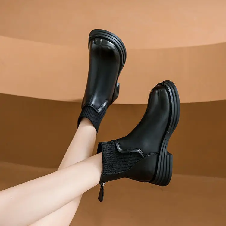 Women Chelsea Ankle Boots Black Zipper Thick Sole 2025 — feature 16