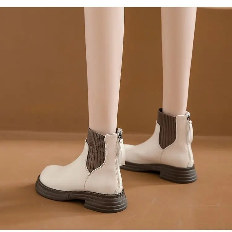 Women Chelsea Ankle Boots Black Zipper Thick Sole 2025 — feature 2