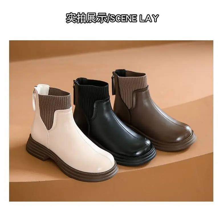 Women Chelsea Ankle Boots Black Zipper Thick Sole 2025 — feature 8