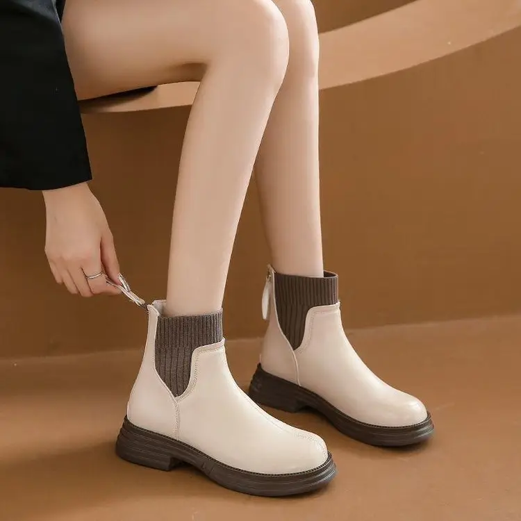 Women Chelsea Ankle Boots Black Zipper Thick Sole 2025 - Image 2