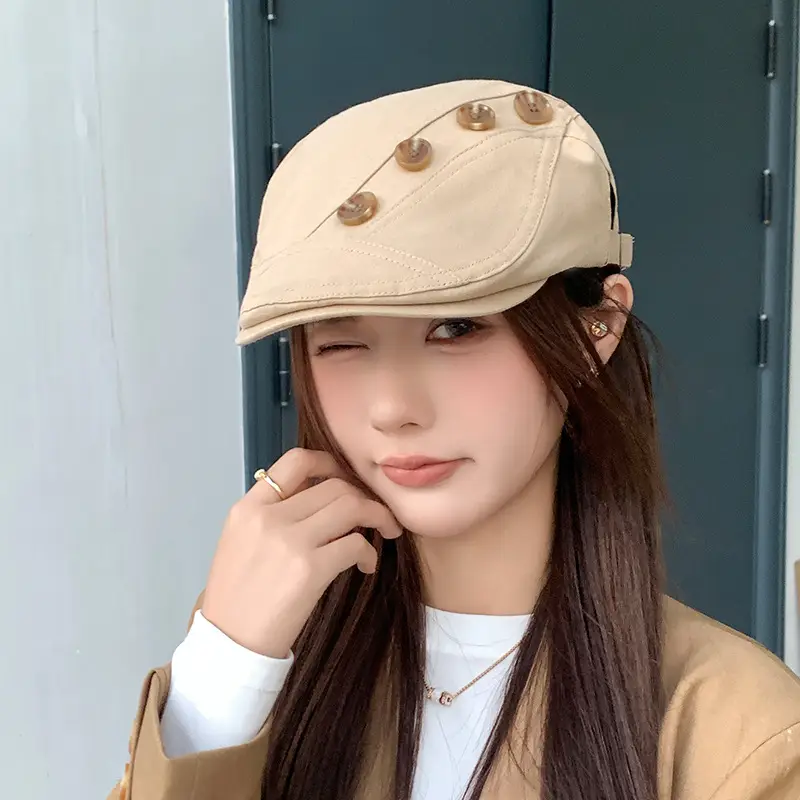 Vintage Button-Front Women's Sun Hat for Spring Autumn - Image 7