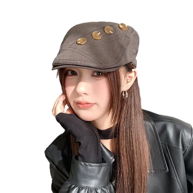 Vintage Button-Front Women's Sun Hat for Spring Autumn - Image 8