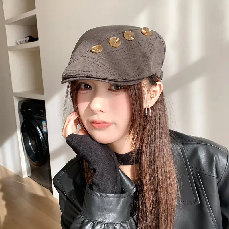 Vintage Button-Front Women's Sun Hat for Spring Autumn — feature 3