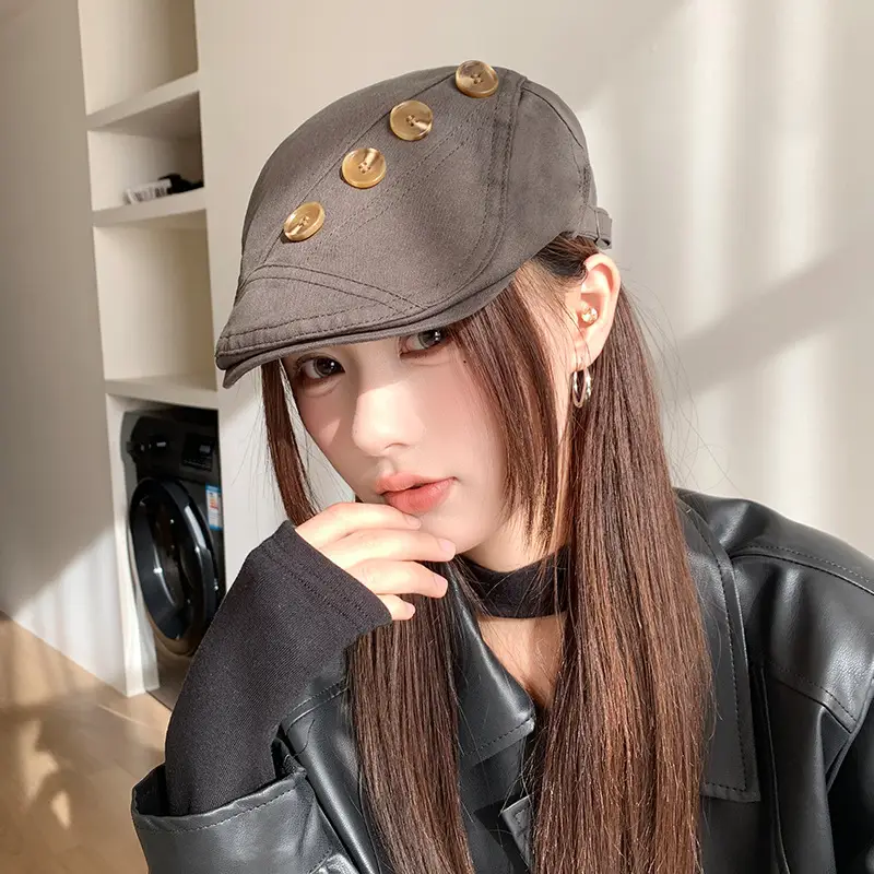 Vintage Button-Front Women's Sun Hat for Spring Autumn — feature 5