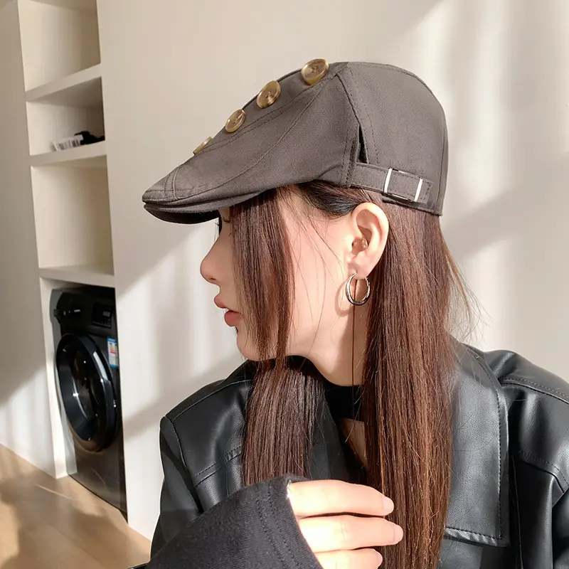 Vintage Button-Front Women's Sun Hat for Spring Autumn — feature 6
