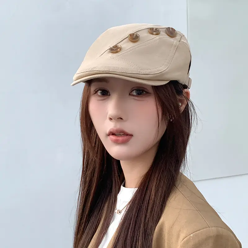 Vintage Button-Front Women's Sun Hat for Spring Autumn — feature 9
