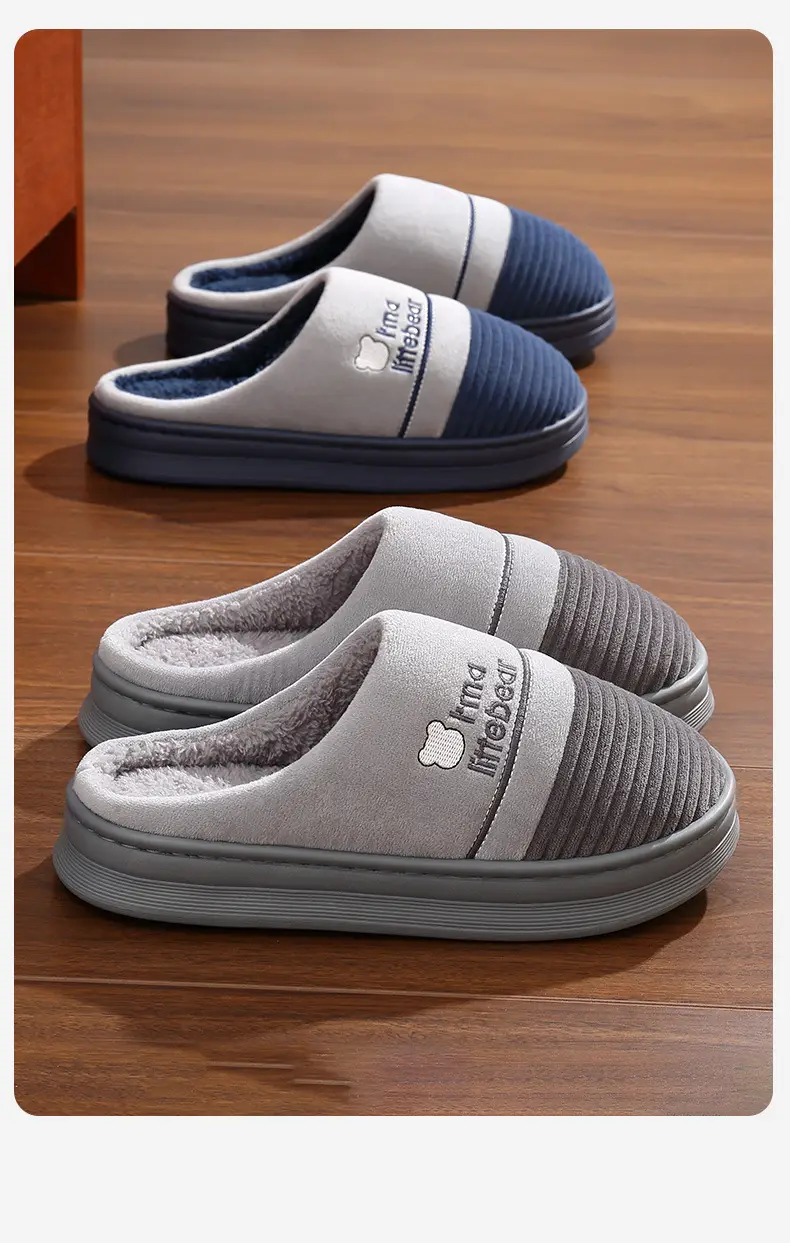 Large Size Cotton Slippers Men's Winter Home Thick-Soled Home Indoor Non-Slip Wear-Resistant Soft-Soled Warm Plush Cotton Slippers — feature 16