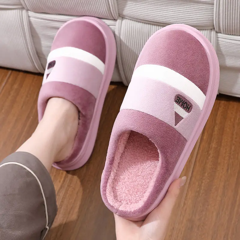 Extra Large Cotton Slippers for Men and Women, Autumn and Winter Indoor Home Slippers, Non-Slip Thick Soles, Plush and Warm, Couple Style - Image 5