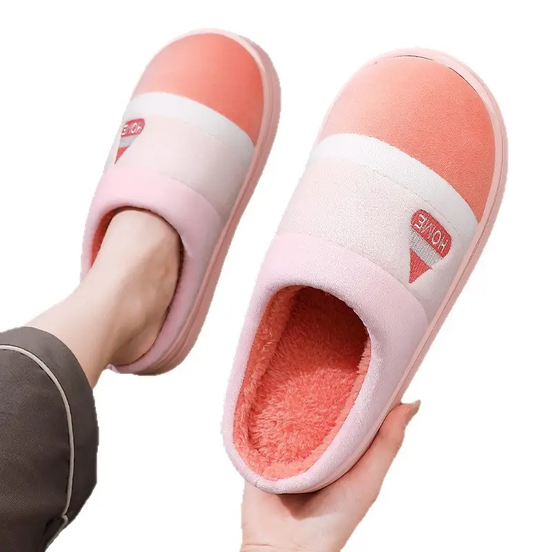 Extra Large Cotton Slippers for Men and Women, Autumn and Winter Indoor Home Slippers, Non-Slip Thick Soles, Plush and Warm, Couple Style - Image 8