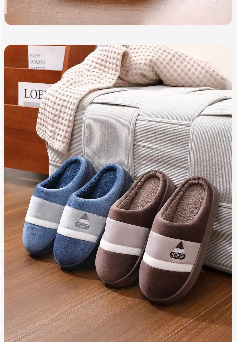 Extra Large Cotton Slippers for Men and Women, Autumn and Winter Indoor Home Slippers, Non-Slip Thick Soles, Plush and Warm, Couple Style — feature 16