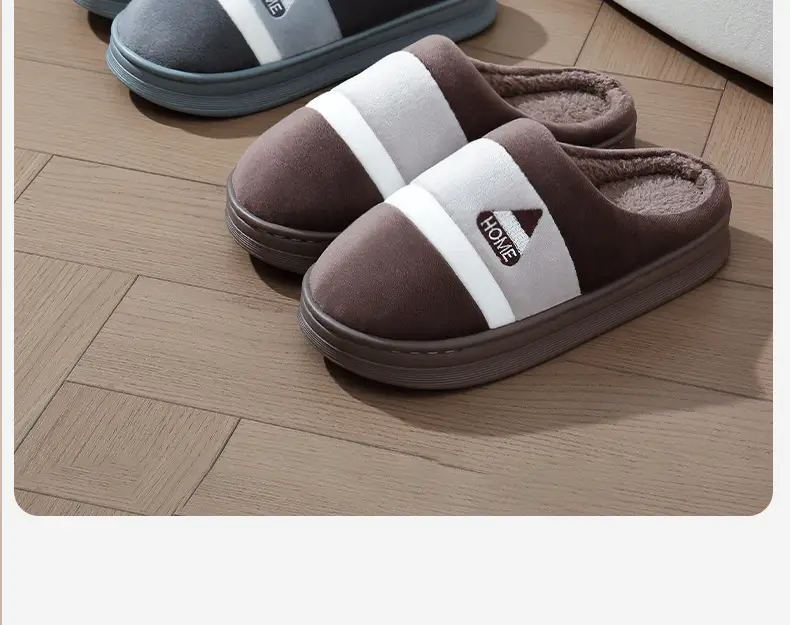 Extra Large Cotton Slippers for Men and Women, Autumn and Winter Indoor Home Slippers, Non-Slip Thick Soles, Plush and Warm, Couple Style — feature 18