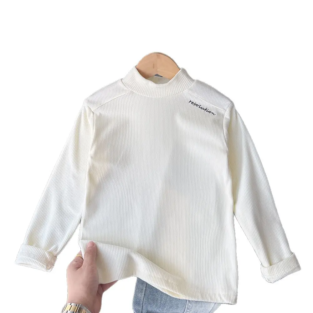 2025 Boys Soft Letter Mid-High Collar T-Shirt - Image 7
